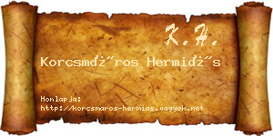Korcsmáros Hermiás névjegykártya